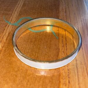 Monet White Enamel on Gold Tone Bangle Bracelet